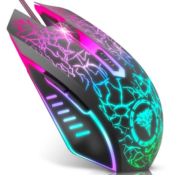  BENGOO Gaming Mouse Wired, USB Optical Computer Mice with RGB Backlit, 4 Adjustable DPI Up to 3600, Ergonomic Gamer Laptop PC Mouse with 6 Programmable Buttons for Windows 7/8/10/XP Vista Linux 