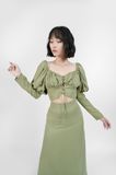  Áo croptop tay bồng nhún ngực. 